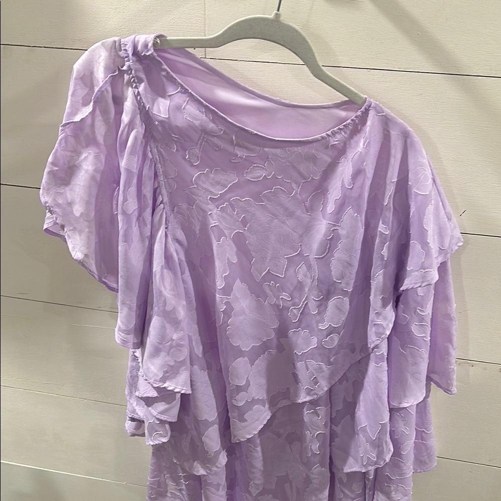 Lavender Ruffled One-Shoulder Dress